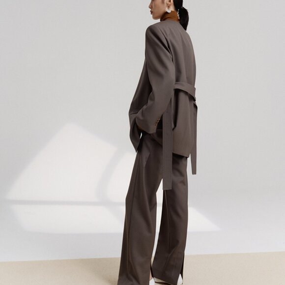 CHICJOC Classic Timeless Elephant Gray Wool Blazer Size 38 - Picture 11 of 16